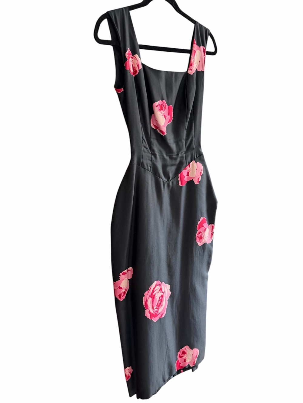 VINTAGE 60s THE FRENCH SHOP Cocktail SIlk Sculptural Draped Pin Up Dress S - Picture 3 of 16